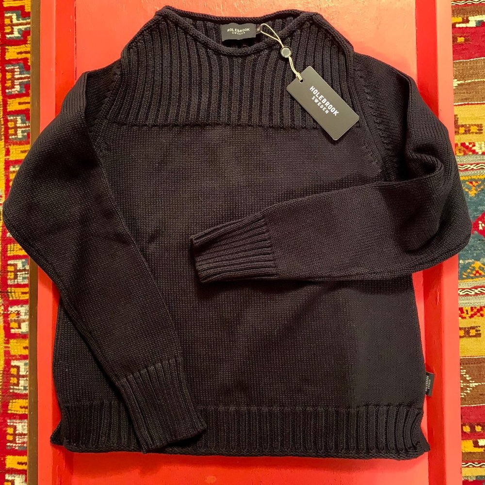 Holebrook Sweden Navy Cotton Sweater NWT